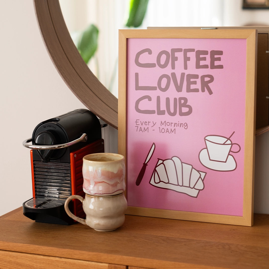 Çerçeveli Coffee Lover Poster - Pembe