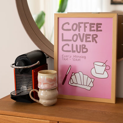 Çerçeveli Coffee Lover Poster - Pembe