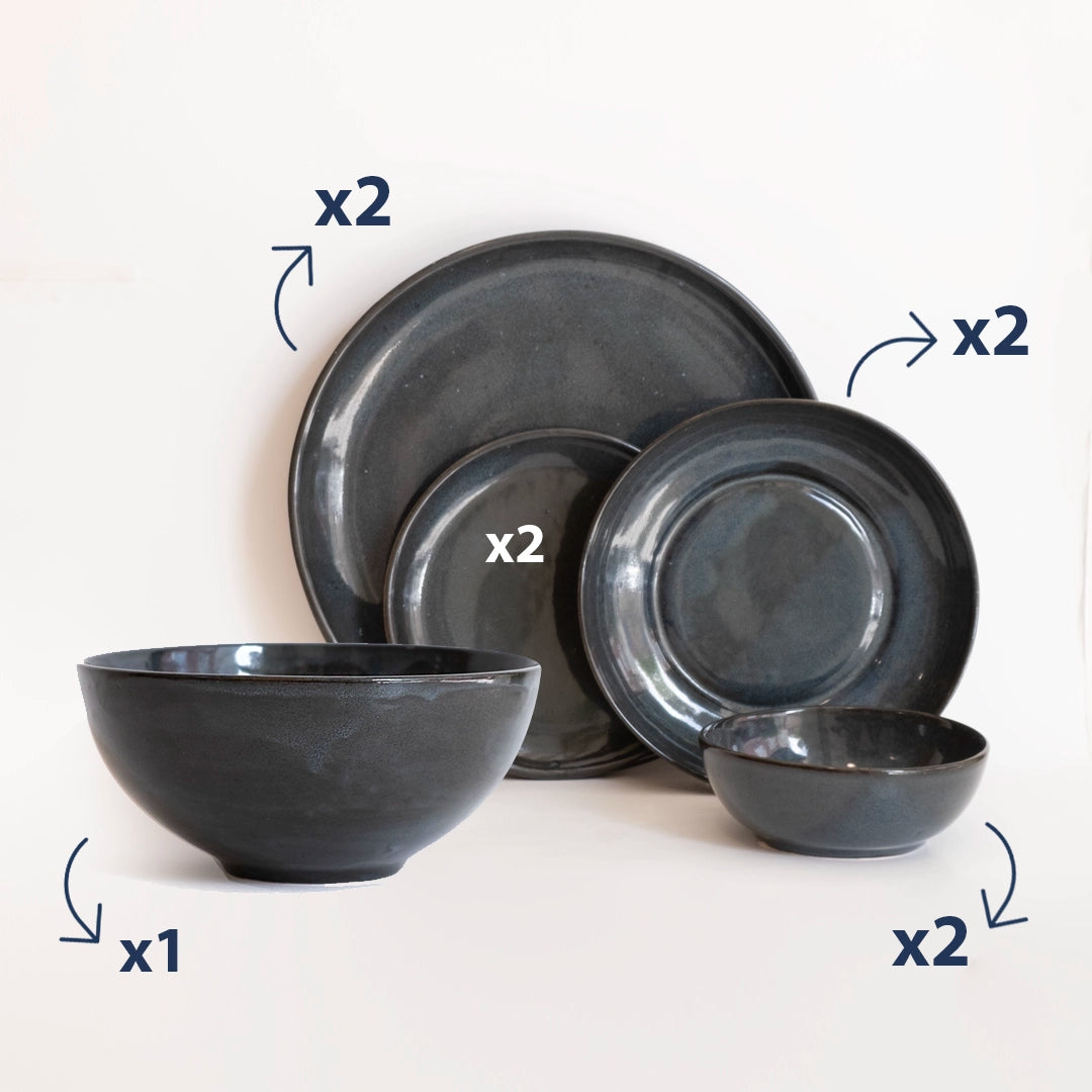 2 Kişilik Stoneware Yemek Takımı - Sakin Gece