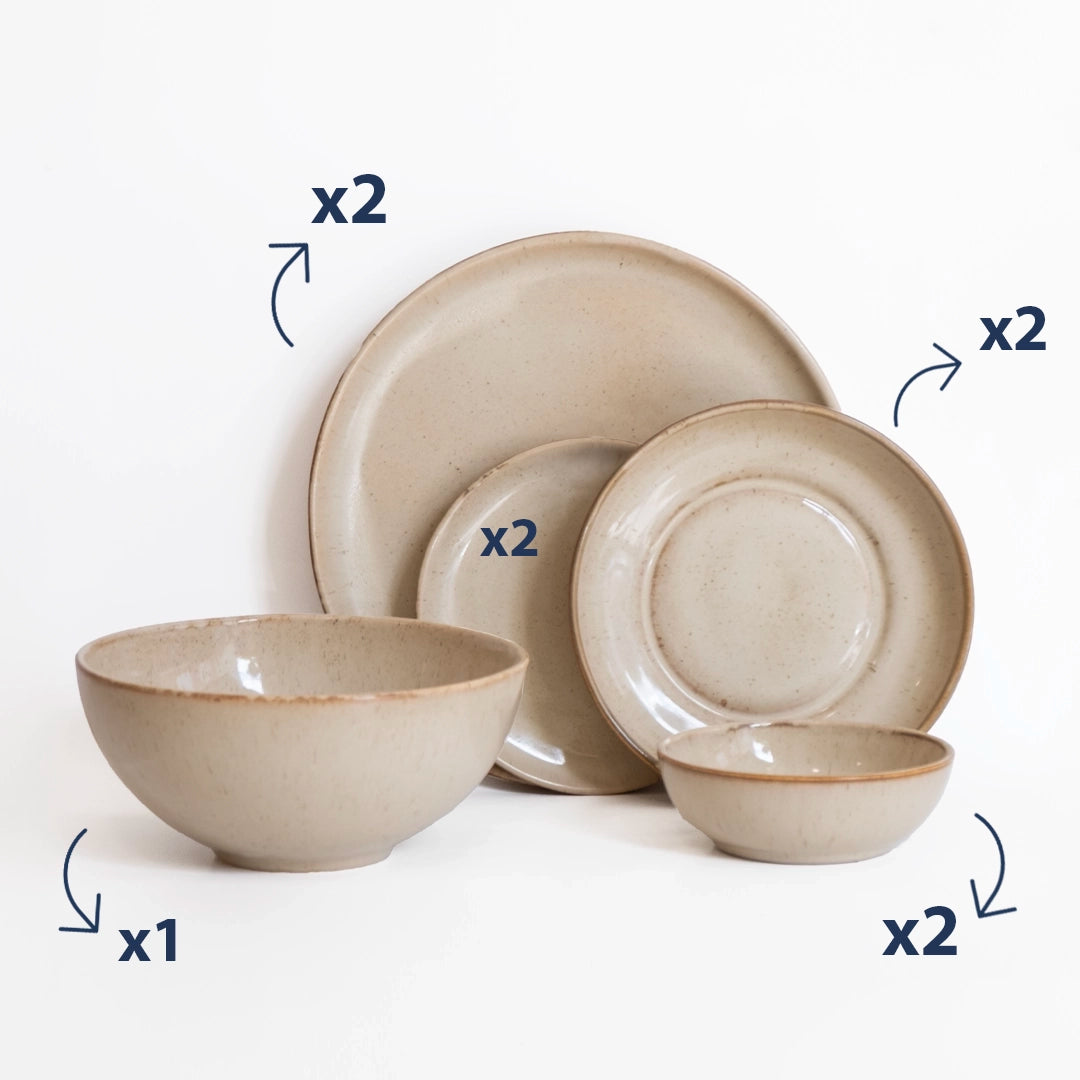 2 Kişilik Stoneware Yemek Takımı - Sakin Taş