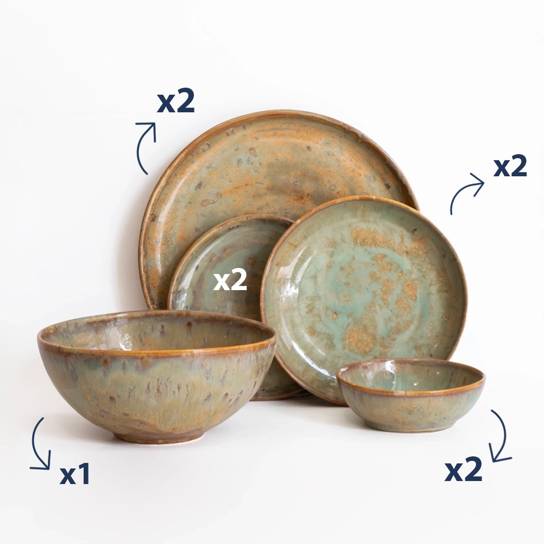 2 Kişilik Stoneware Yemek Takımı - Müdavim Yeşil