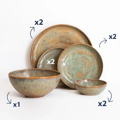 2 Kişilik Stoneware Yemek Takımı - Müdavim Yeşil