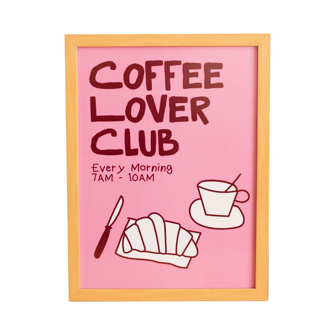 Çerçeveli Coffee Lover Poster - Pembe