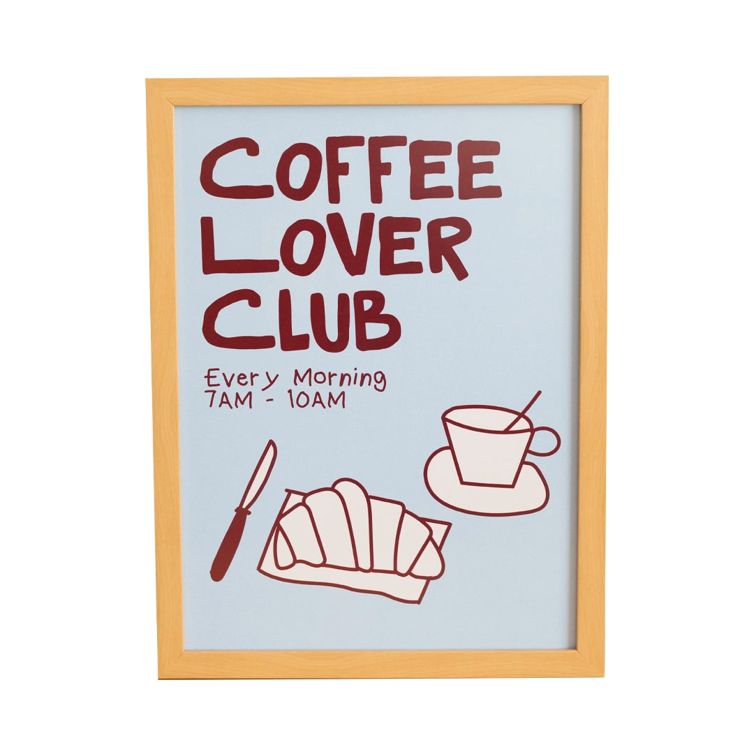 Çerçeveli Coffee Lover Poster - Mavi