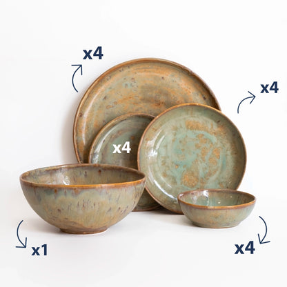 4 Kişilik Stoneware Yemek Takımı - Müdavim Yeşil