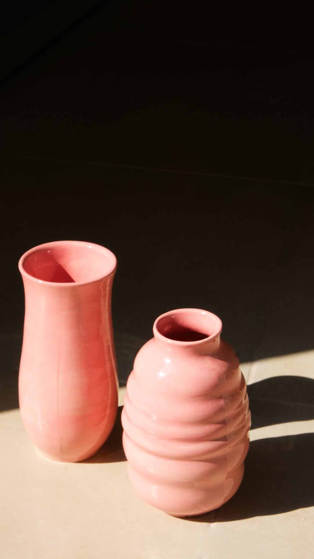 Stoneware Sütun Vazo - Pembe