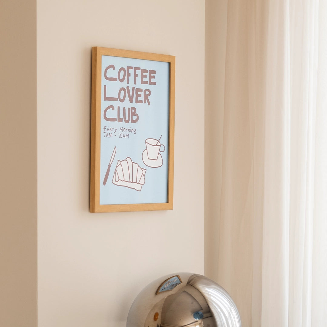 Çerçeveli Coffee Lover Poster - Mavi