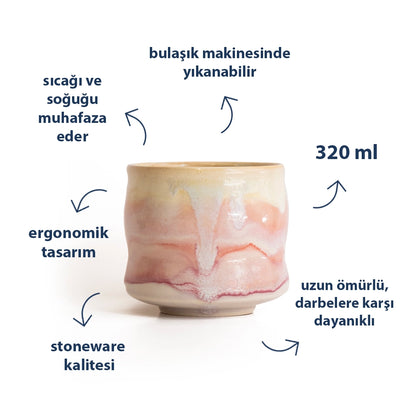 Stoneware Büyük Bardak - Müdavim Pembe