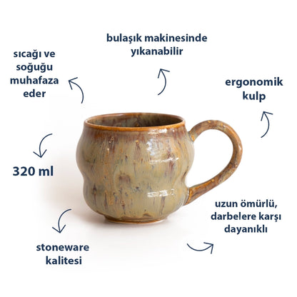 Stoneware Büyük Kupa - Müdavim Yeşil