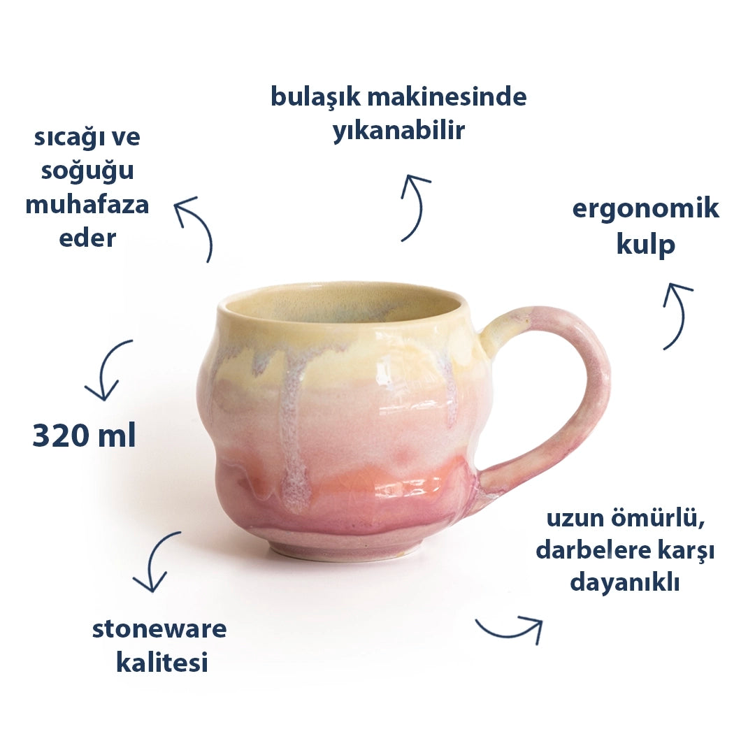 Stoneware Büyük Kupa - Müdavim Pembe