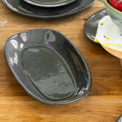 Stoneware Büyük Kayık Tabak - Sakin Gece