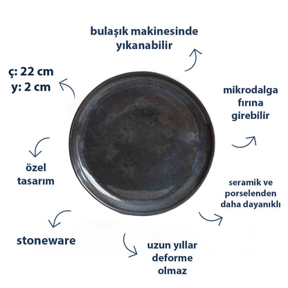 Stoneware Kahvaltı Tabağı - Sakin Gece