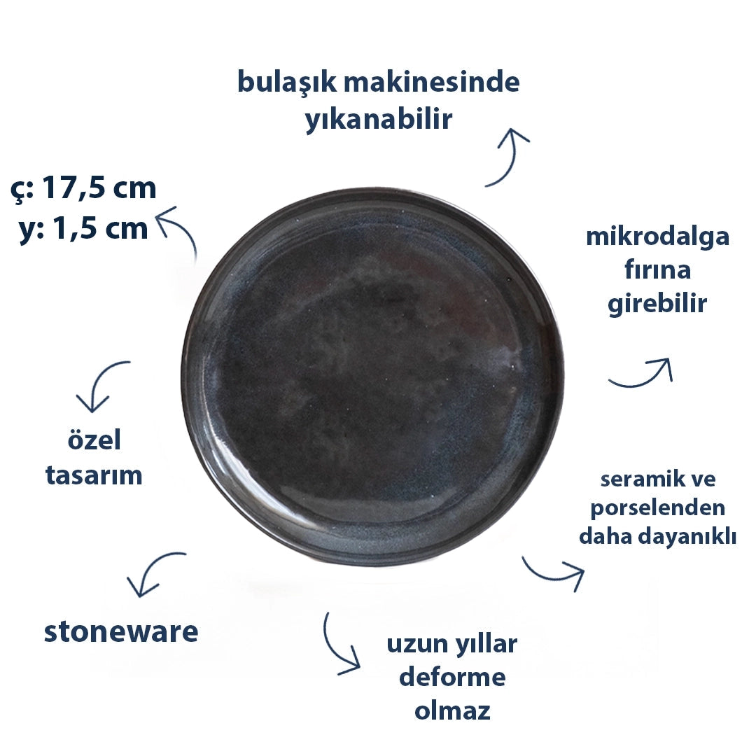 Stoneware Tatlı Tabağı - Sakin Gece