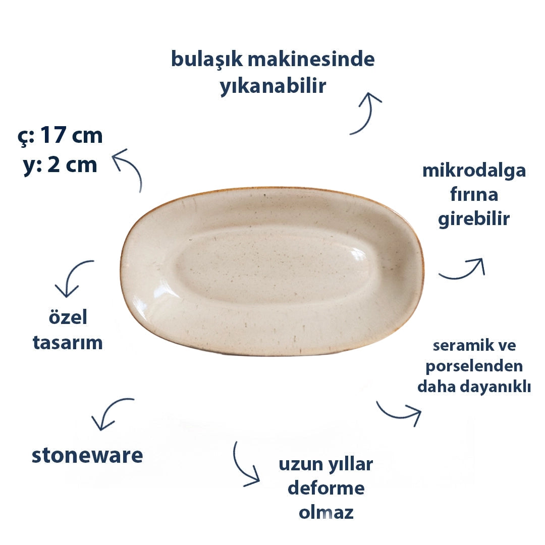 Stoneware Küçük Kayık Tabak - Sakin Taş