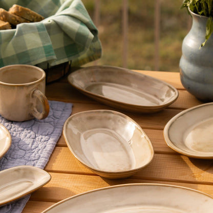 Stoneware Orta Kayık Tabak - Sakin Taş