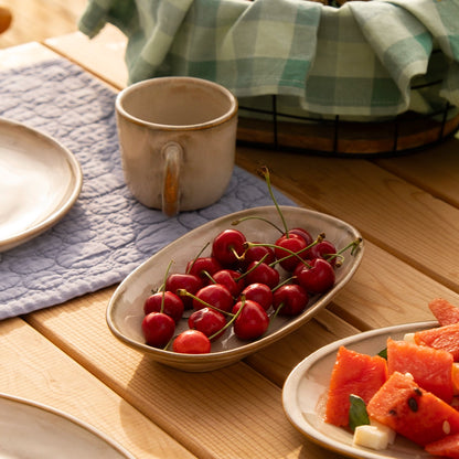 Stoneware Orta Kayık Tabak - Sakin Taş