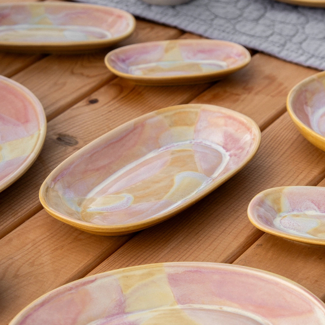 Stoneware Orta Kayık Tabak - Müdavim Pembe