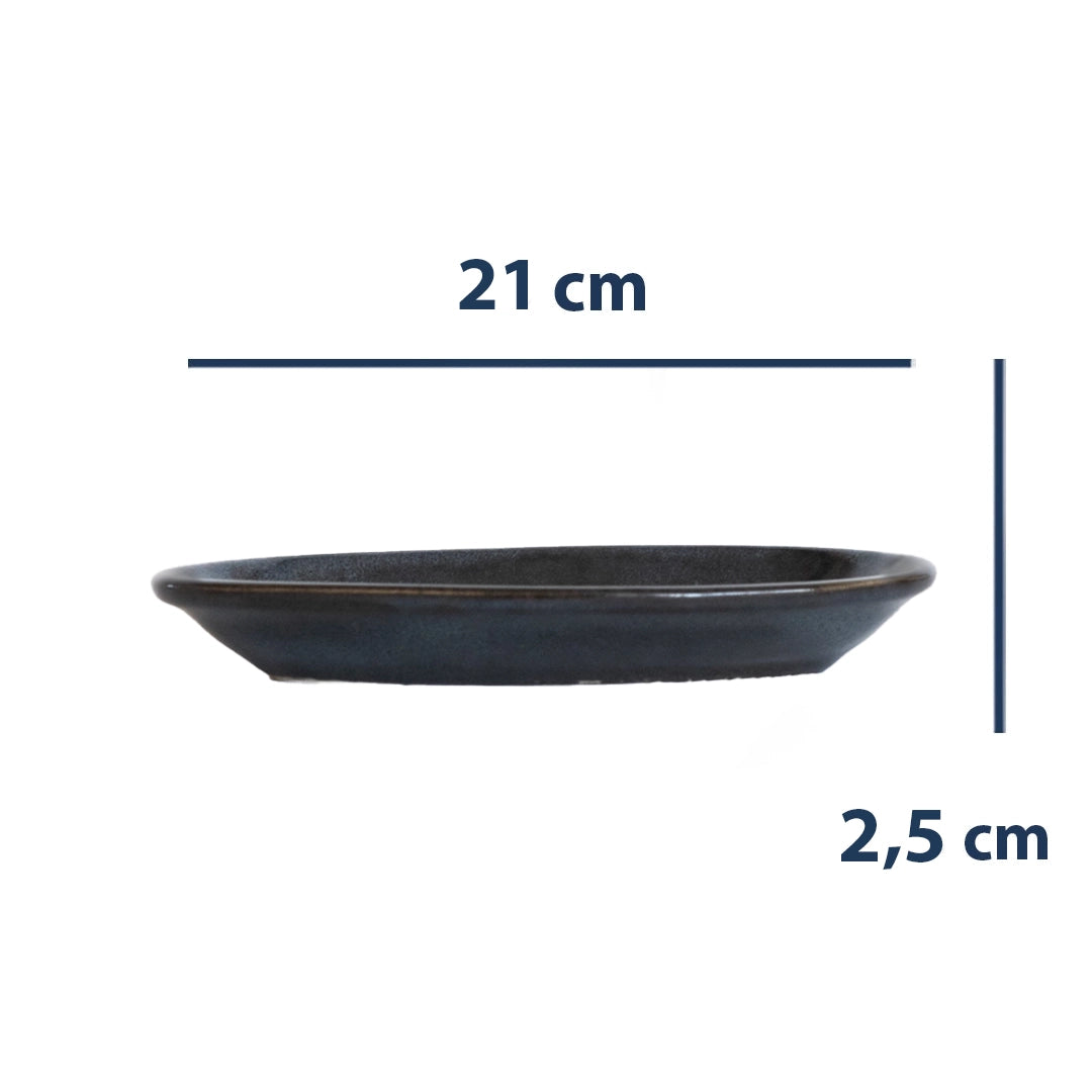 Stoneware Orta Kayık Tabak - Sakin Gece