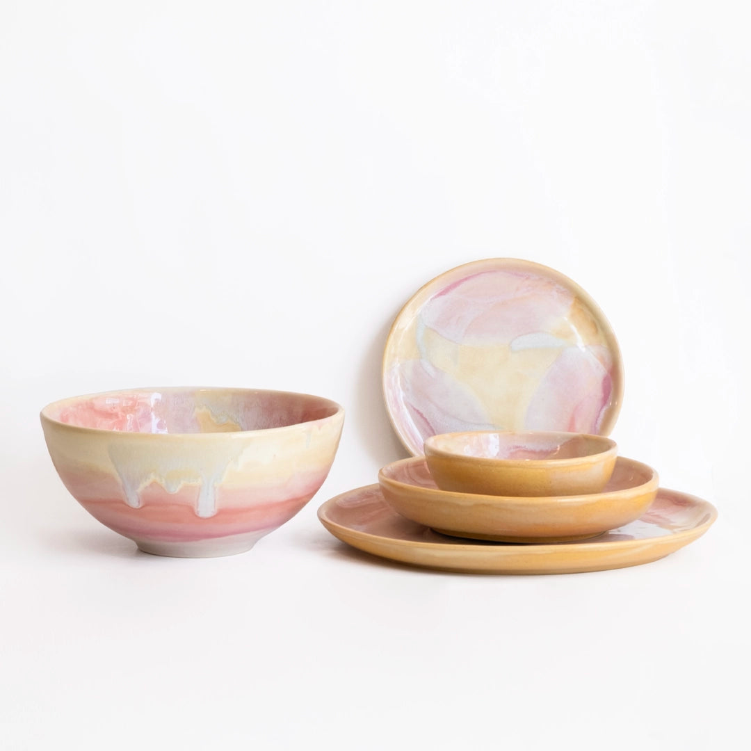 4 Kişilik Stoneware Yemek Takımı - Müdavim Pembe