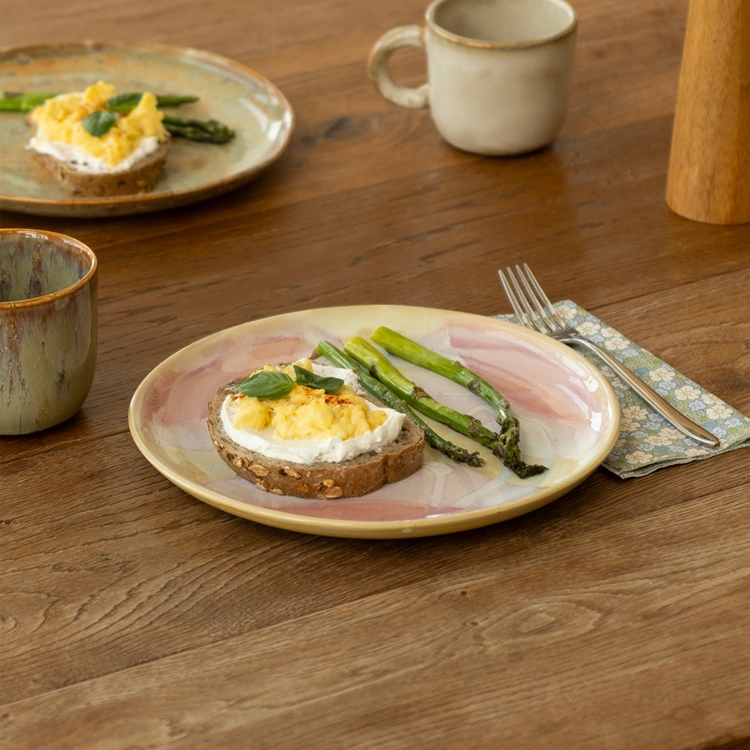 Stoneware Kahvaltı Tabağı - Müdavim Pembe