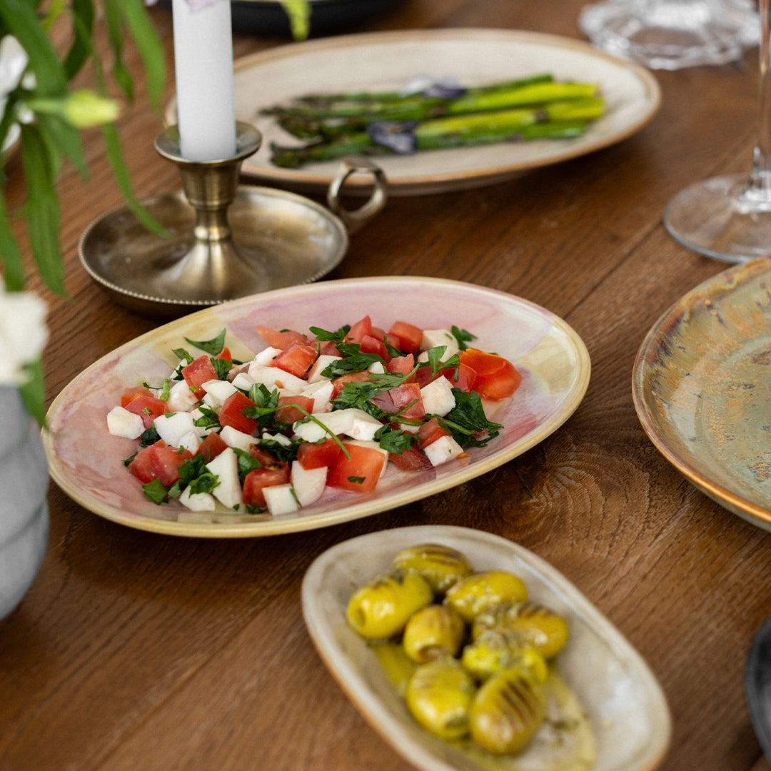 Stoneware Büyük Oval Tabak - Müdavim Pembe