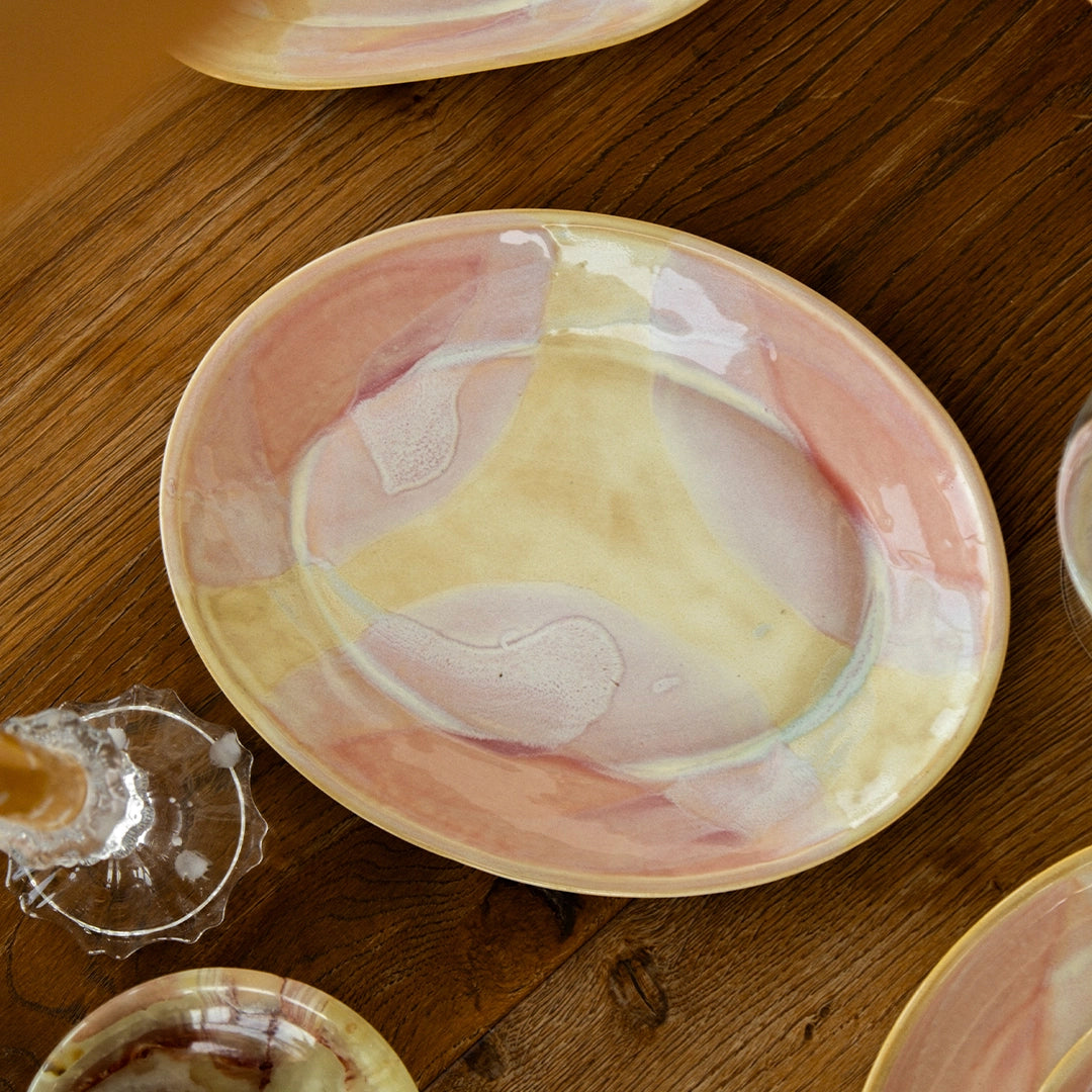 Stoneware Küçük Oval Tabak - Müdavim Pembe