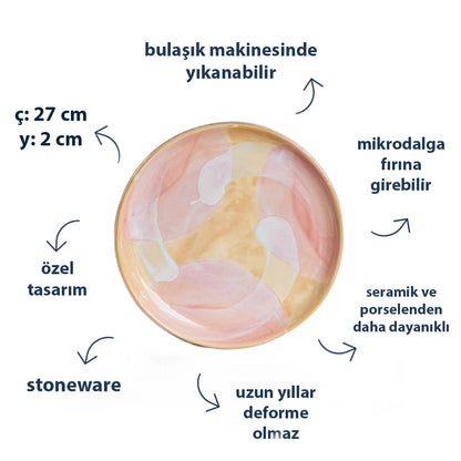 Stoneware Yemek Tabağı - Müdavim Pembe