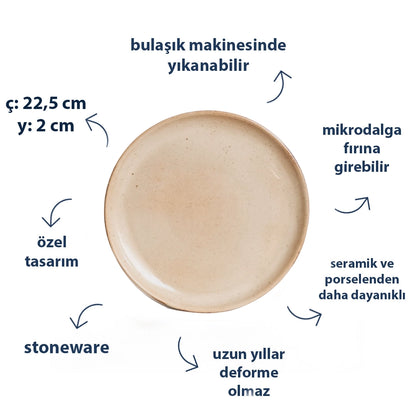 Stoneware Kahvaltı Tabağı - Sakin Taş