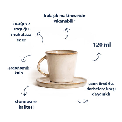 Stoneware Türk Kahvesi Fincanı - Sakin Taş