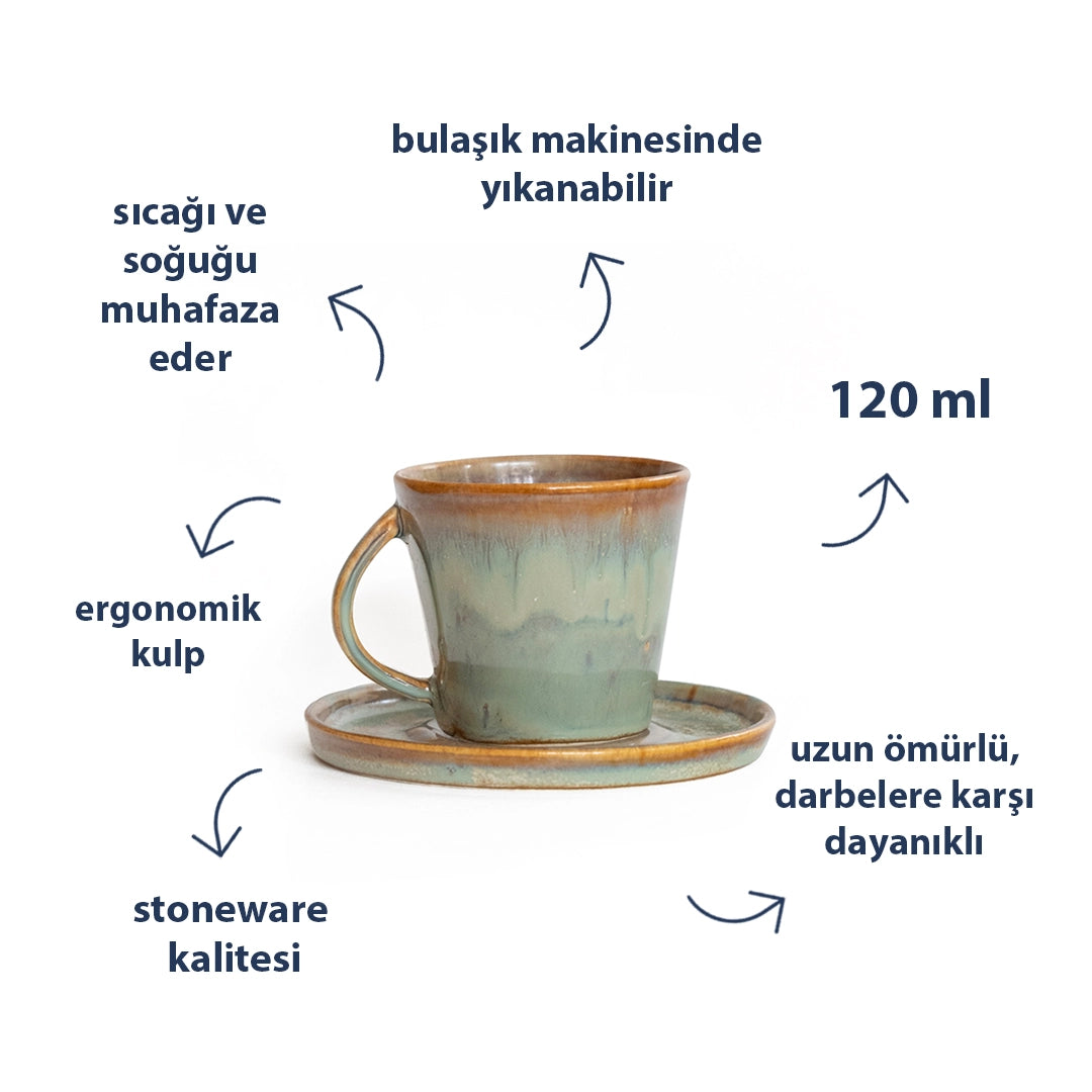 Stoneware Kahve Fincanı - Müdavim Yeşil