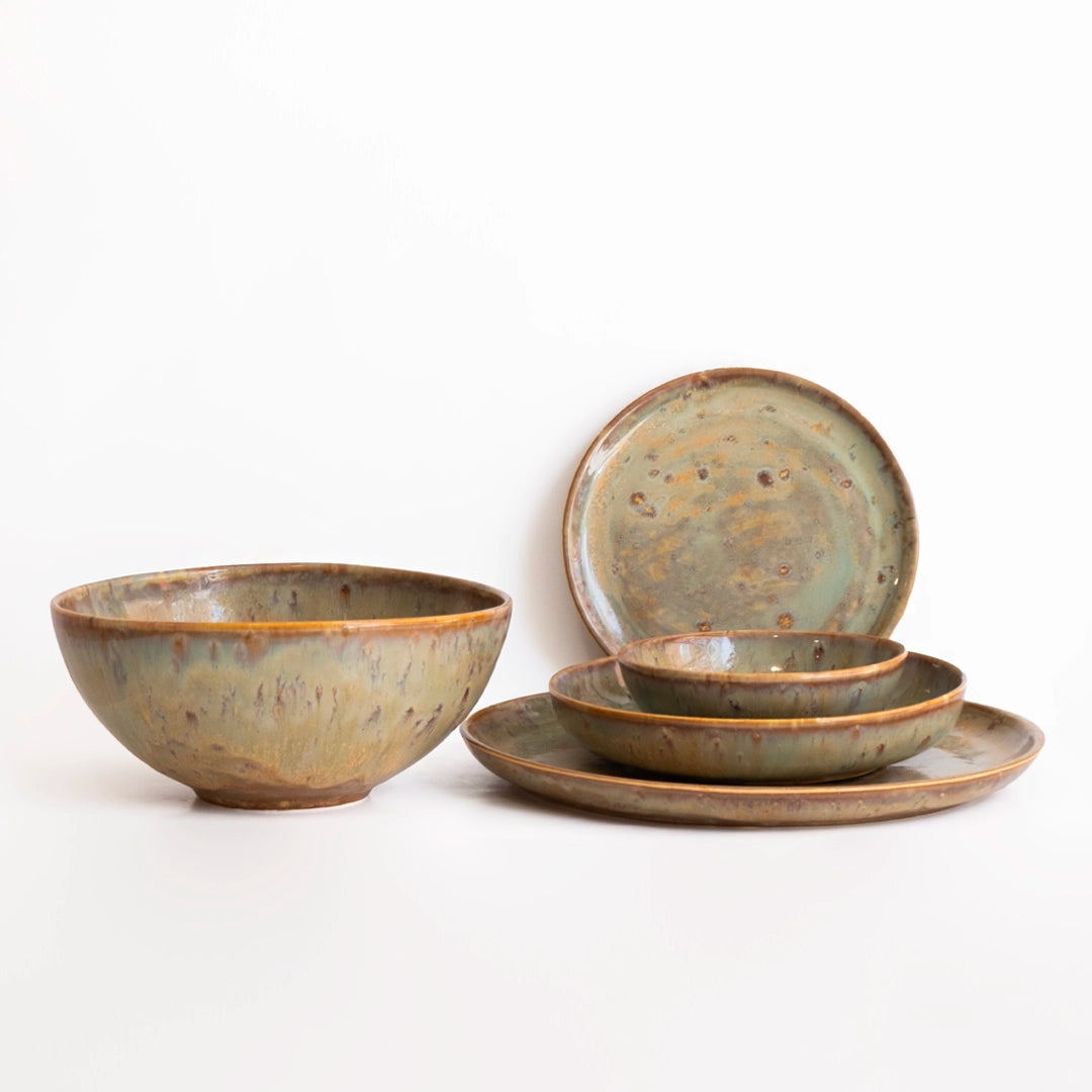 4 Kişilik Stoneware Yemek Takımı - Müdavim Yeşil