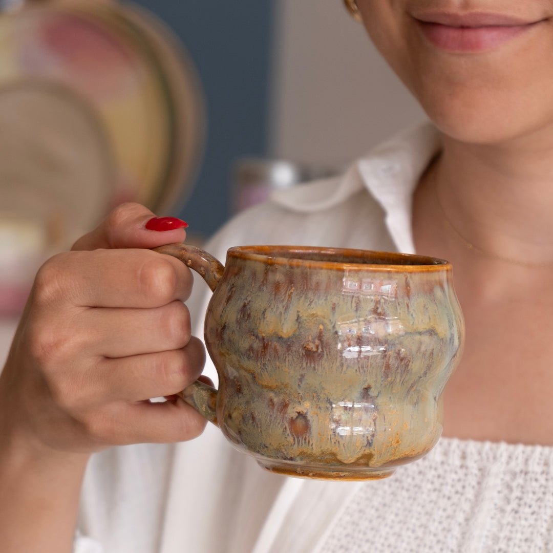 Stoneware Büyük Kupa - Müdavim Yeşil