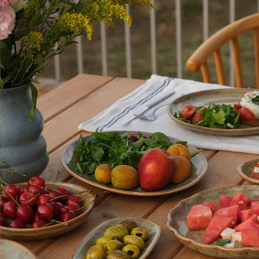 Stoneware Büyük Oval Tabak - Müdavim Yeşil