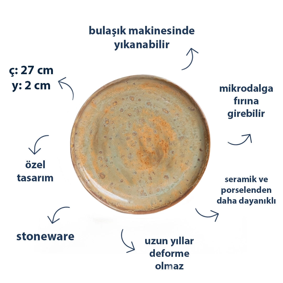 Stoneware Yemek Tabağı - Müdavim Yeşil