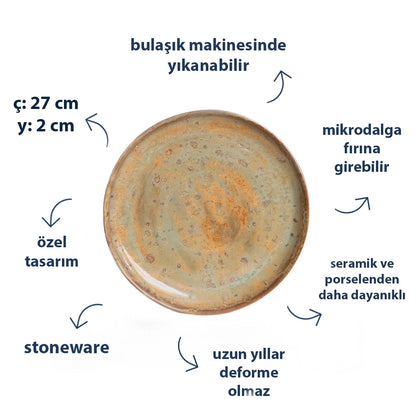 Stoneware Yemek Tabağı - Müdavim Yeşil