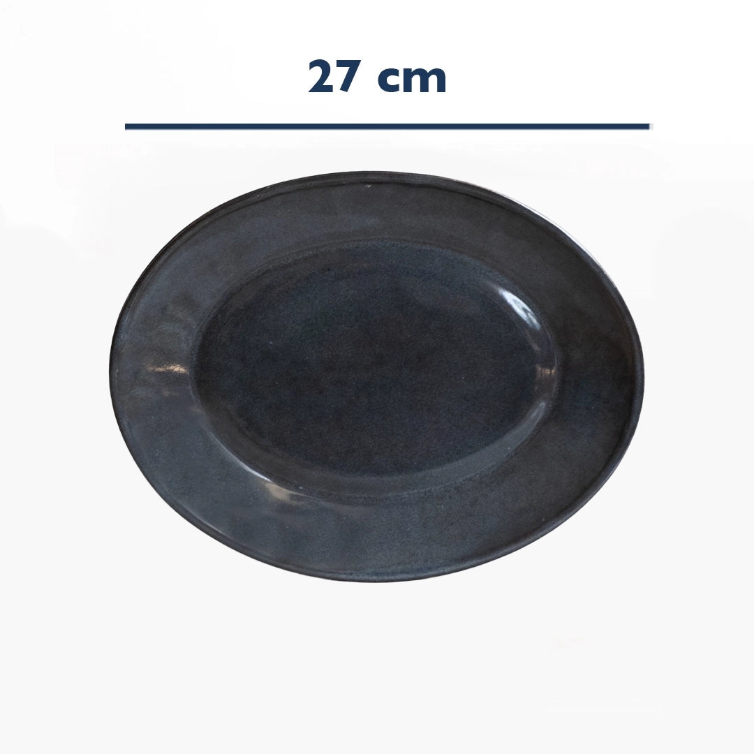 Stoneware Büyük Oval Tabak - Sakin Gece