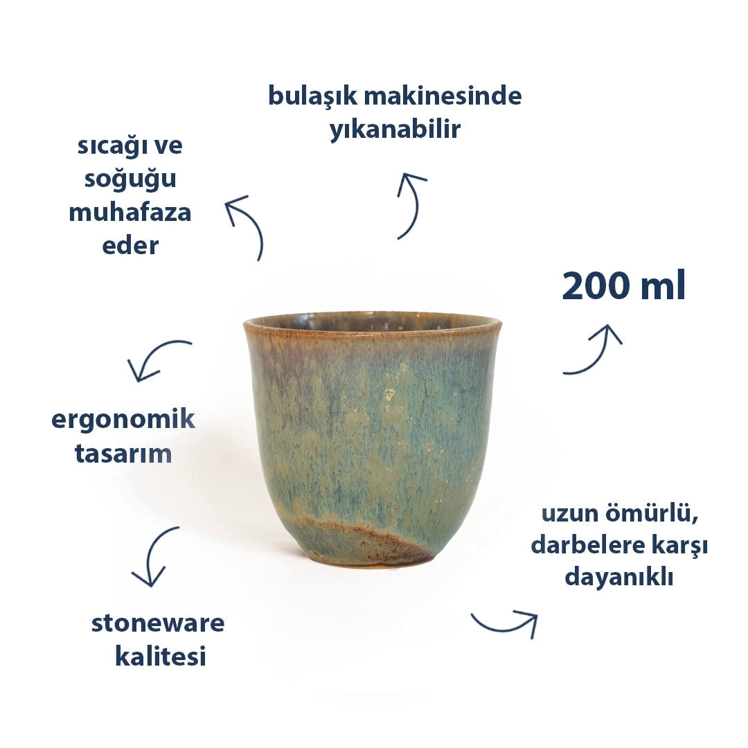 Stoneware Chawan Bardak - Müdavim Yeşil