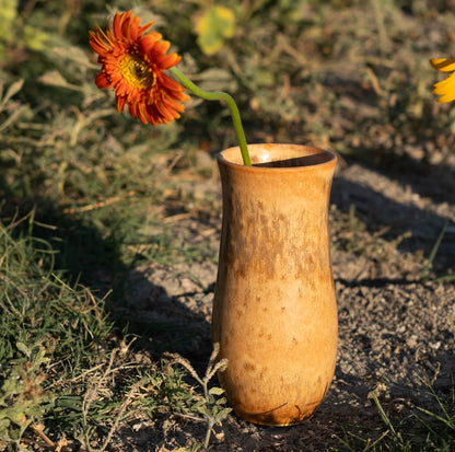 Stoneware Sütun Vazo - Kahve