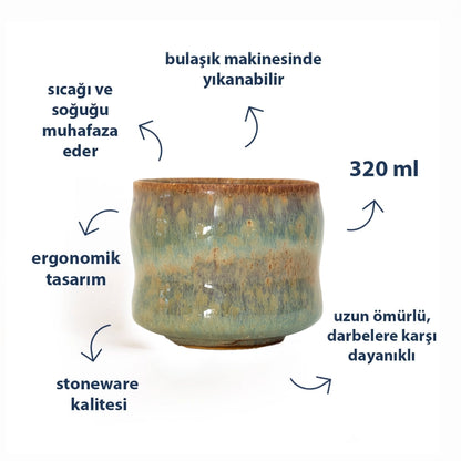 Stoneware Büyük Bardak - Müdavim Yeşil