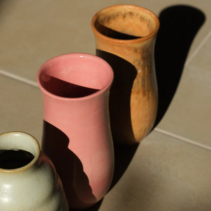 Stoneware Sütun Vazo - Pembe