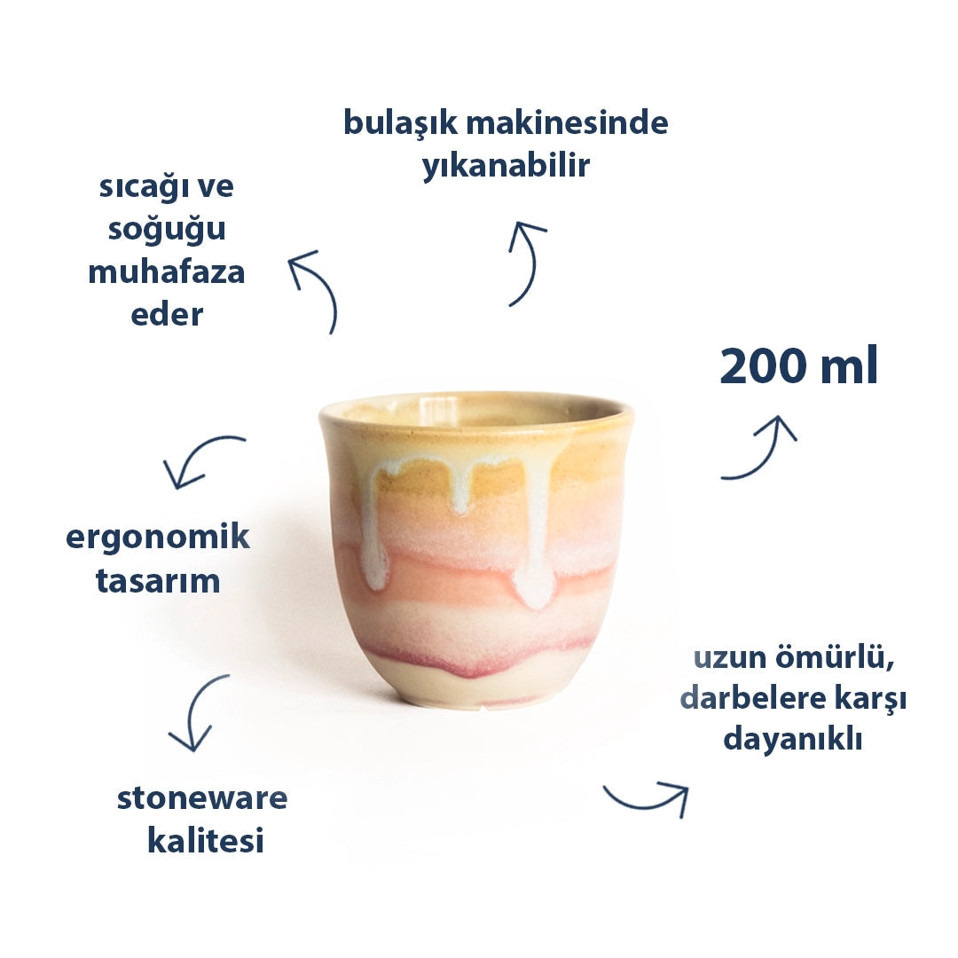 Stoneware Chawan Bardak - Müdavim Pembe