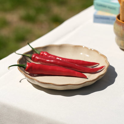 Stoneware Çiçek Derin Tabak - Sakin Taş