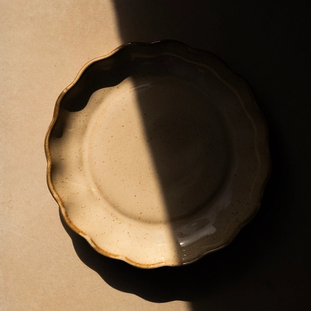 Stoneware Çiçek Derin Tabak - Sakin Taş