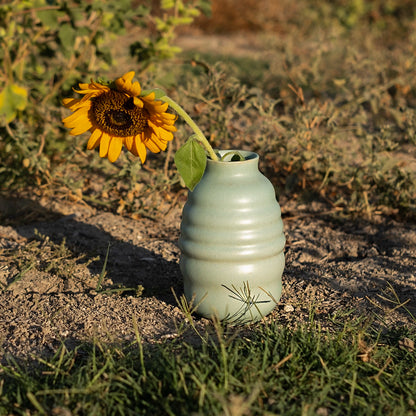 Stoneware Bombeli Vazo - Su Yeşili