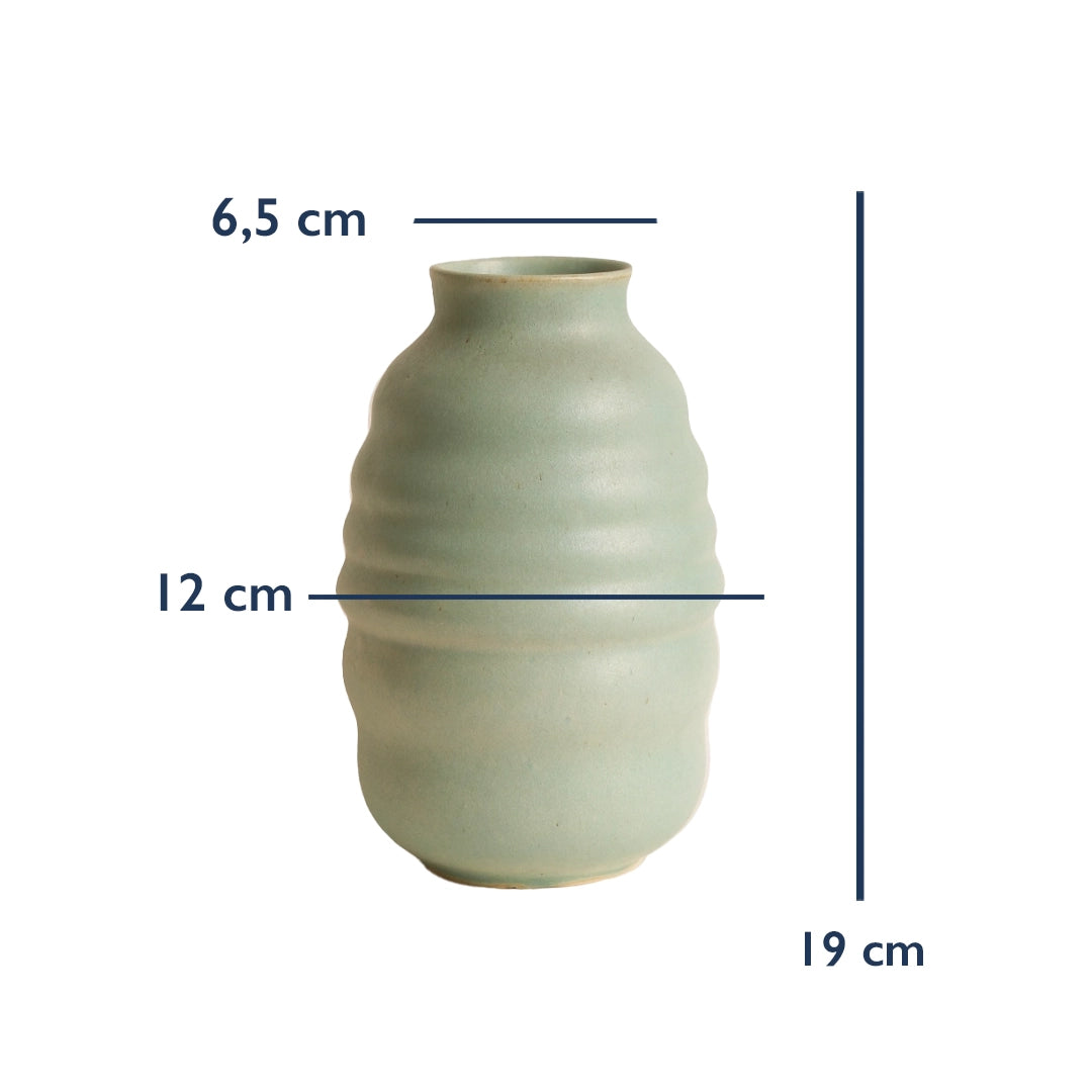 Stoneware Bombeli Vazo - Su Yeşili