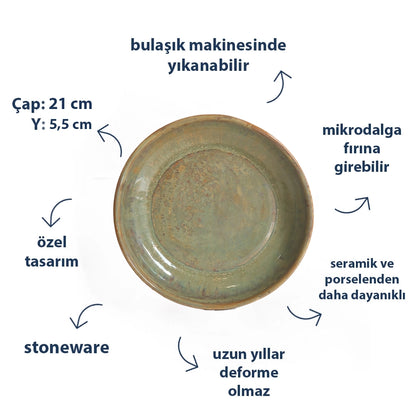 Stoneware Yayvan Bowl - Müdavim Yeşil