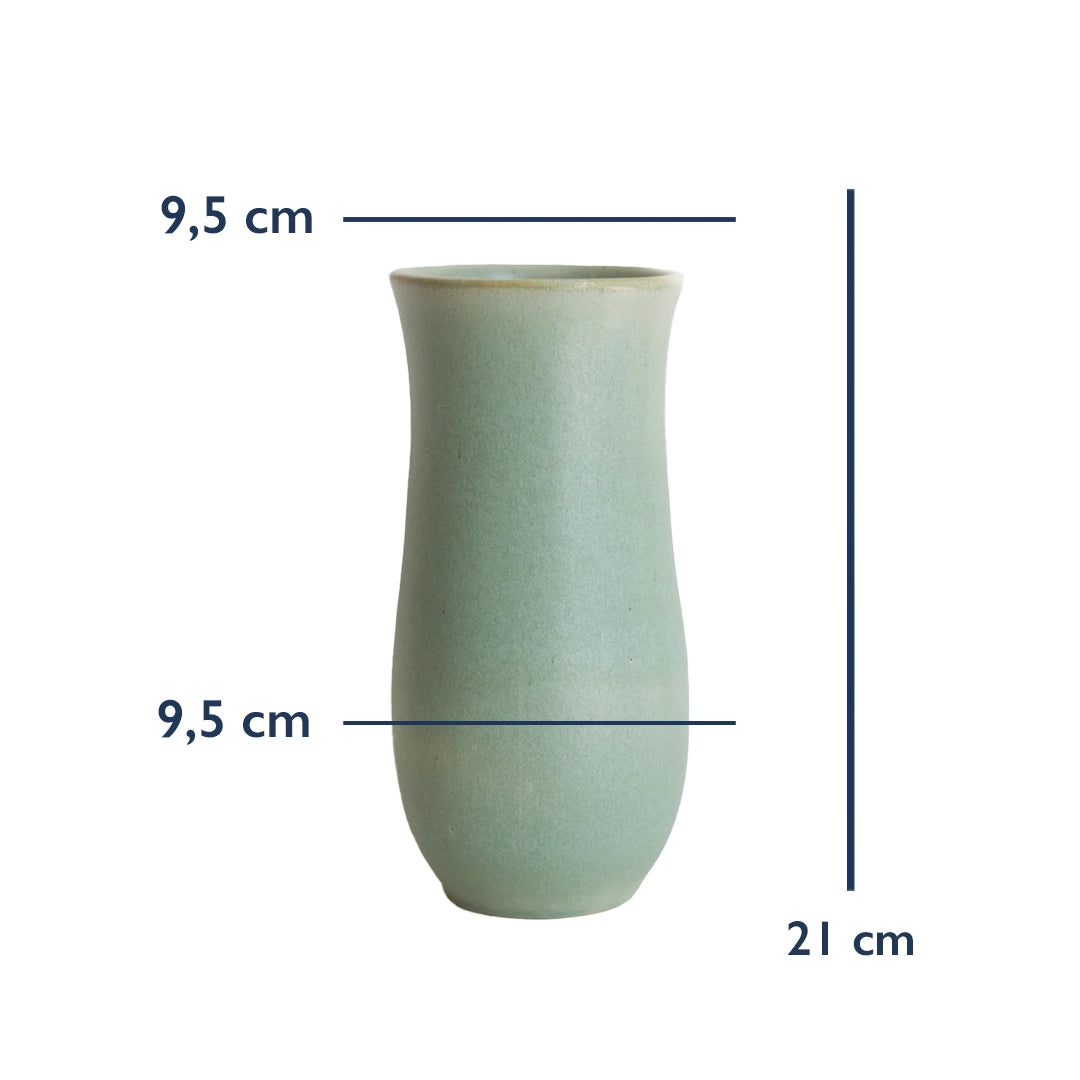 Stoneware Sütun Vazo - Su Yeşili