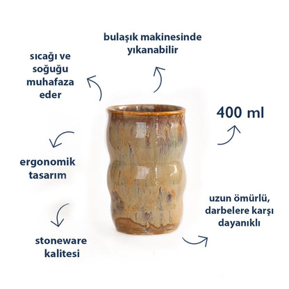 Stoneware Lungo Bardak - Müdavim Yeşil